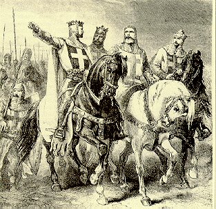 Godefroy de Bouillon şi liderii Primei Cruciade. Sursa Wikipedia.