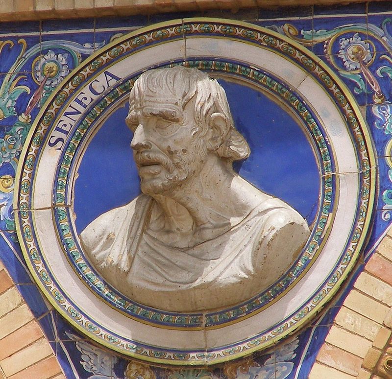 Autor foto Ktw. Bustul lui Seneca, Plaza de España in Sevilla, sursa Wikipedia.
